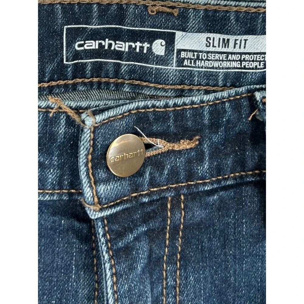 Carhartt Slim Fit Blue Denim Jeans‎ Mens 33x30 Workwear Cotton Blend BD6570-M